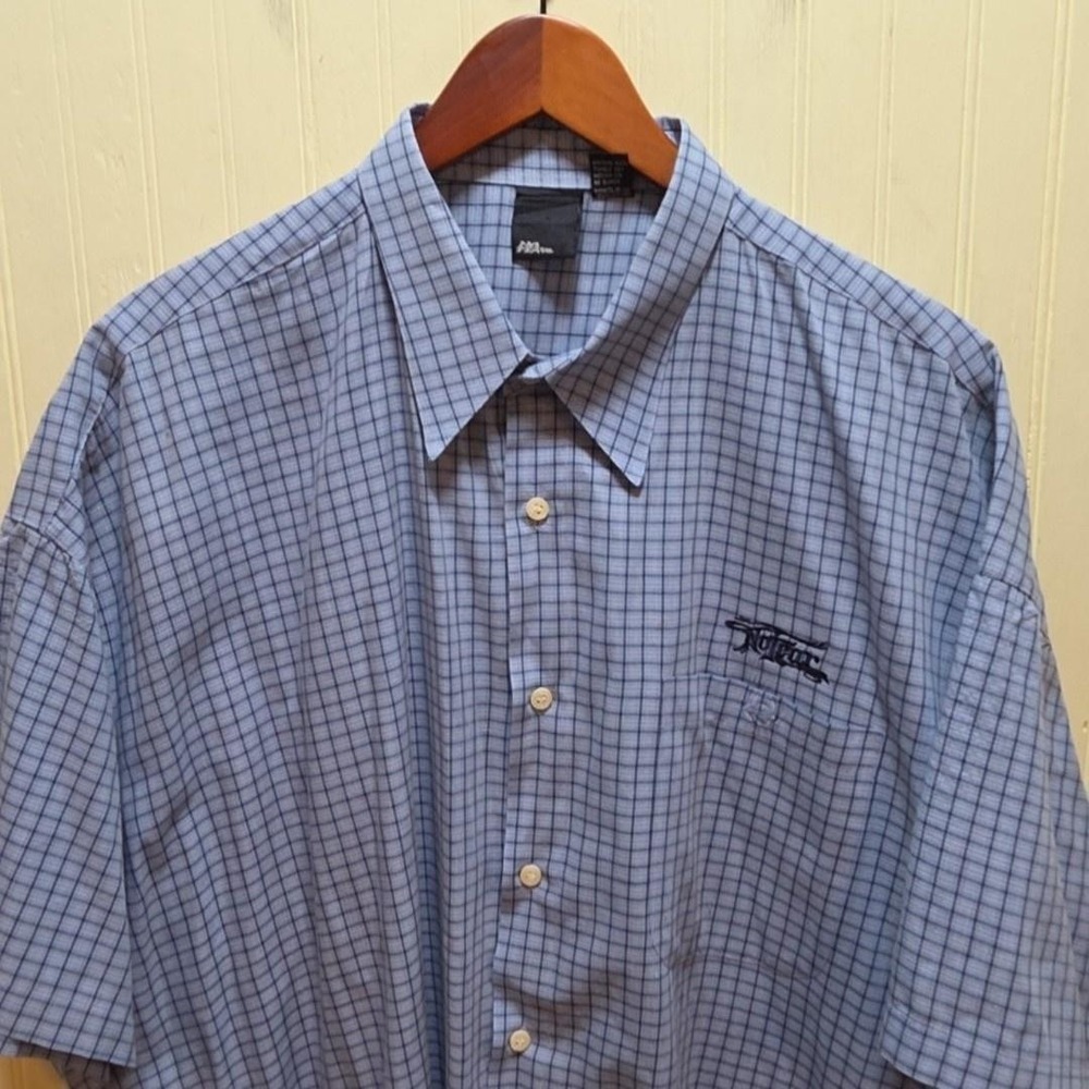 No Fear Shirt Mens 3XL Blue Check Short Sleeve Button Up Pocket Casual